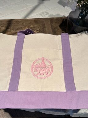 Trader Joe’s Lavender/Purple-Trim Canvas Tote
